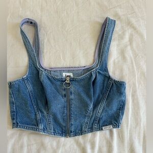 Lee Blue Denim Crop Top with Zipper